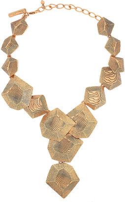 Oscar de la Renta 24-karat gold-plated wood-effect necklace