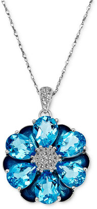Town and Country Sterling Silver Necklace, Blue Topaz Flower Pendant (13-1/2 ct. t.w.)