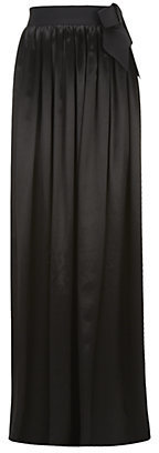 Lanvin Ribbon-Belted Satin Maxi Skirt