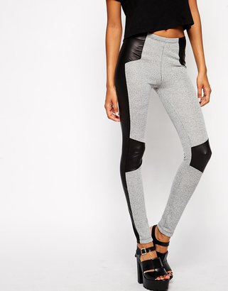 ASOS Textured Leggings with Leather Look Panels