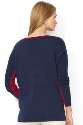 Lauren Ralph Lauren Color Blocked V Neck Sweater