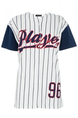 Quiz White And Navy 'Player' Baseball Top