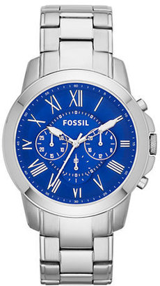 Fossil Grant Chronograph Stainless Steel Watch-SILVER-One Size
