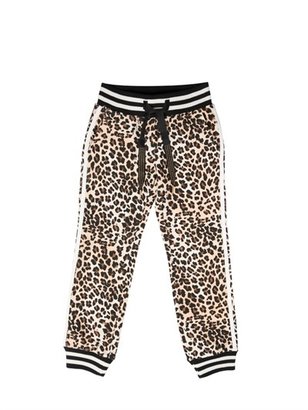 MonnaLisa Ny&lon Leopard Modal/Cotton Jogging Trousers