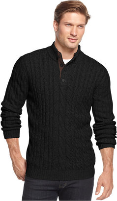 Tasso Elba Big and Tall Solid Cable-Knit Sweater