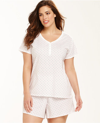 Charter Club Plus Size Pajama Top and Boxer Shorts Set