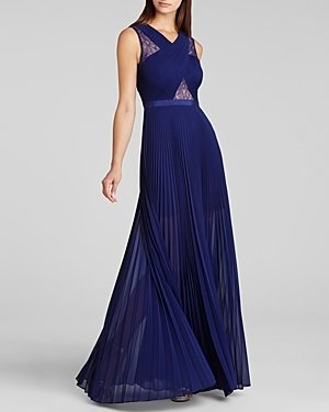 BCBGMAXAZRIA Gown - Caia Pleated Chiffon and Lace
