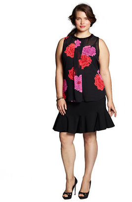 Vince Camuto Petite Floral Blouse with Beaded Neckline