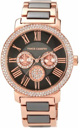 Vince Camuto Women's VC/5001RGTT Swarovski Crystal Accented Brown and Rosegold-Tone Multi-Function Bracelet Watch