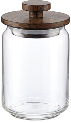 Container Store 22 oz. Artisan Glass Canister Walnut Lid