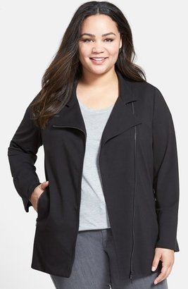 Eileen Fisher Long Knit Moto Jacket (Plus Size)