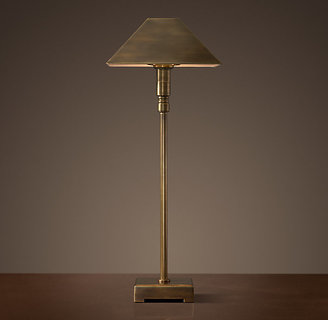 Restoration Hardware Pyramid Telescoping Table Lamp - Vintage Brass With Metal Shade