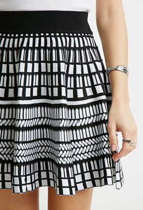 Forever 21 Contemporary Abstract Windowpane-Patterned Skirt