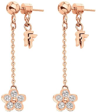Folli Follie Wonder Flower Collection Crystal Set Rose Gold Plated Drop Earrings