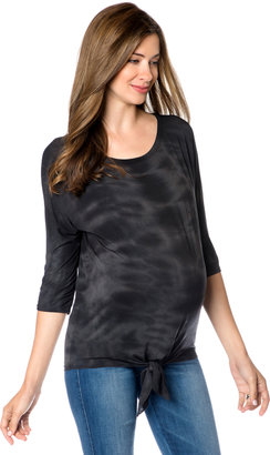 A Pea in the Pod Michael Stars 3/4 Sleeve Scoop Neck Knot Front Maternity Top