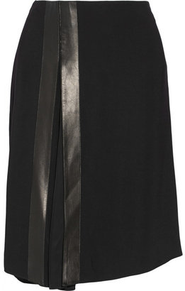 Reed Krakoff Leather-trimmed stretch-cady skirt