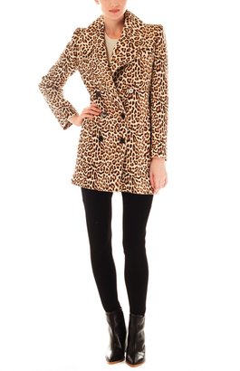 Carven Printed Wool Leopard Double Button Coat