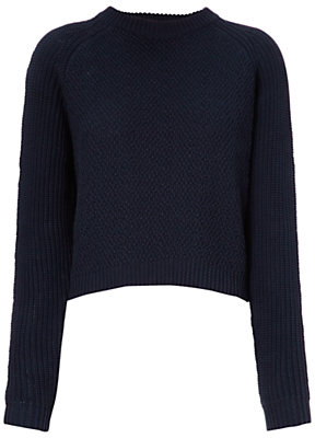 Whistles Ember Moss Stitch Knit Jumper, Navy