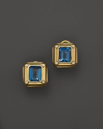 Kara Ross 18K Yellow Gold Cava Stud Earrings with Blue Topaz and Diamonds
