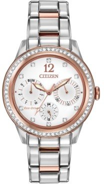 Citizen Women's Chronograph Eco-Drive Silhouette Crystal Two-Tone Stainless Steel Bracelet Watch 37mm FD2016-51A