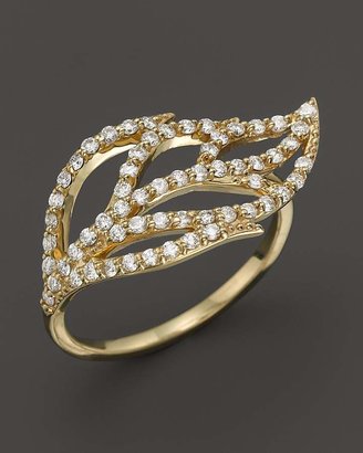 KC Designs Diamond Leaf Ring in 14K Yellow Gold