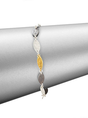 Gurhan Willow 24K Yellow Gold & Sterling Silver Leaf Flake Bracelet
