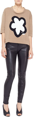 Burberry Leather-Front Skinny Jeans, Black
