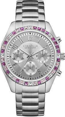 JCPenney CARAVELLE, NEW YORK Caravelle New York Womens Silver-Tone Crystal Accent Chronograph Watch