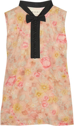 Marni Printed cotton and silk-blend voile top