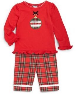 Hartstrings Infant's Two-Piece Embroidered Flannel Pajamas