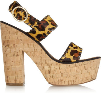 Diane von Furstenberg Remy zebra-print calf hair platform sandals