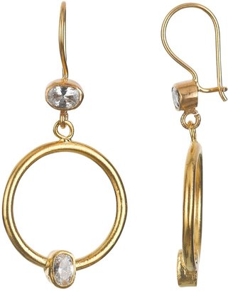 Ottoman Hands 21ct Gold Plated Double Crystal Hoop Drop Earrings