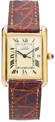 Cartier Portero Vintage Must De Silver Gold Plated Tank Watch On A