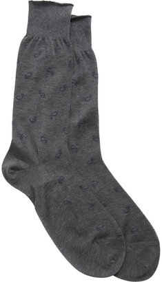 Barneys New York Stitched Paisley Mid-Calf Socks