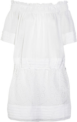 Collette Dinnigan Collette by Pleated linen and broderie anglaise mini dress