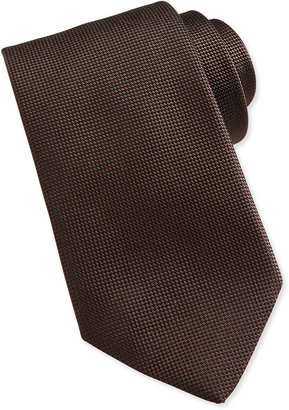 Ermenegildo Zegna Solid Woven Silk Tie, Brown