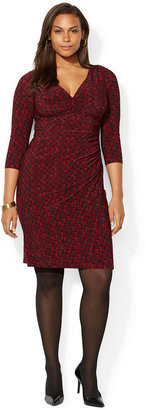 Lauren Ralph Lauren Plus Size Geo-Print Faux-Wrap Dress
