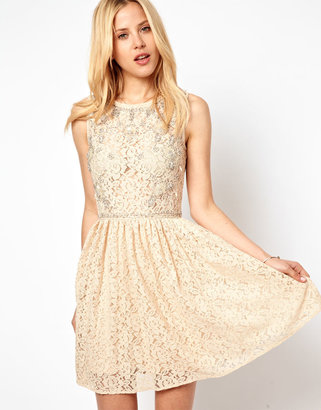 ASOS Lace Skater Dress With Embellishment