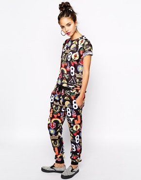 Jaded London Sweatpants With All Over Varsity Patch Print Co-Ord - multi