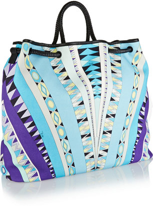 Emilio Pucci Leather-trimmed printed cotton-canvas tote