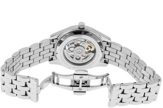 Rotary Men's Silver-Tone Steel Silver-Tone and Black Skeletonized Dial