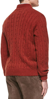 Peter Millar Cashmere Cable Knit 1/2-Zip Sweater, Orange