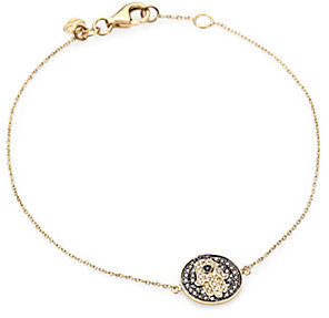 Sydney Evan Brown/White Diamond, Sapphire & 14K Yellow Gold Hamsa Medallion Bracelet