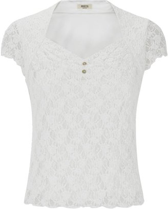 House of Fraser Precis Petite Ivory Lace Top