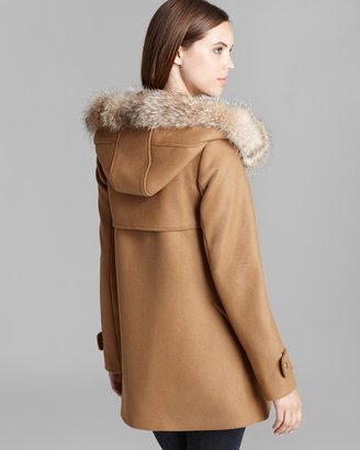 Trina Turk Elizabeth Toggle Coat With Fur Trim Hood