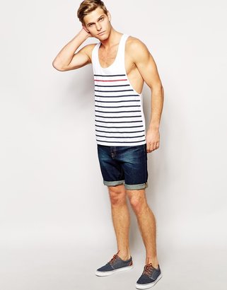 ASOS Vest With Highlight Stripe Print And Extreme Racer Back