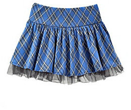 Beautees Girls' 7-16 Plaid Skirt With Mesh Ruffle Underlayer
