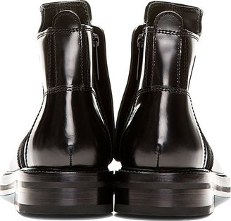Juun.J Black Leather Paneled Boots