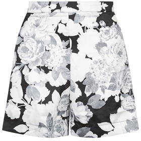 Topshop Womens **Floral Satin Shorts by Rare - Black