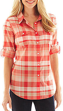 JCPenney St. John's Bay Roll-Sleeve Campshirt - Petite